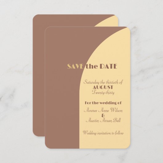 Trouwen Bewaar de datum Mocha Mousse Arched Save The Date (Voorkant / Achterkant)