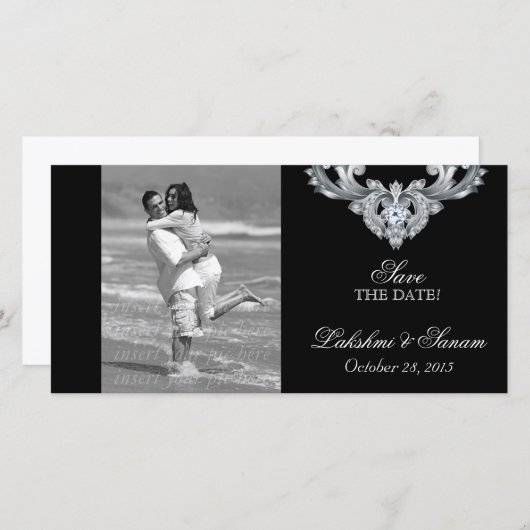 Trouwen Bewaar de datum Photocard Silver Jubileum Save The Date (Voorkant / Achterkant)