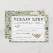 Trouwen  bloemen RSVP kaarten (Voorkant / Achterkant)