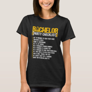 Trouwen Bruidegom Grappig Bachelorfeest Checklist T-shirt