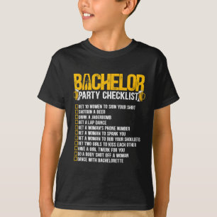 Trouwen Bruidegom Grappig Bachelorfeest Checklist T-shirt
