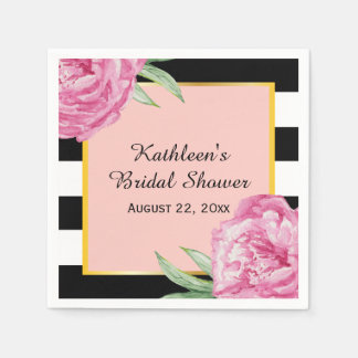 Trouwen Bruids Bloemen Glam Black Stripes Servetten