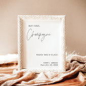 Trouwen Champagne teken, modern minimalistisch tek Poster