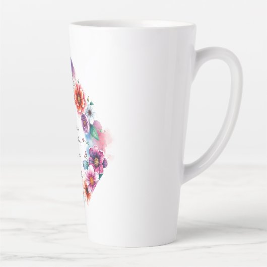 Trouwen Creatieve Bloemen Namen van Paar & Datum Latte Mok (Rechts)