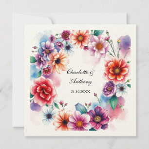 Trouwen Creatieve Bloemen Namen van Paar & Datum Notitiekaartje