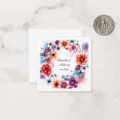 Trouwen Creatieve Bloemen Namen van Paar & Datum Notitiekaartje (Voorkant / Achterkant in situ)