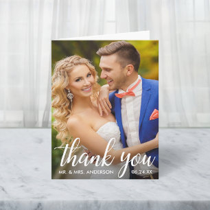 Trouwen Dank u bruid en bruidegom Photo Note Kaart