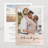 Trouwen dank u kaart foto, Strand bruiloft (Voorkant / Achterkant)