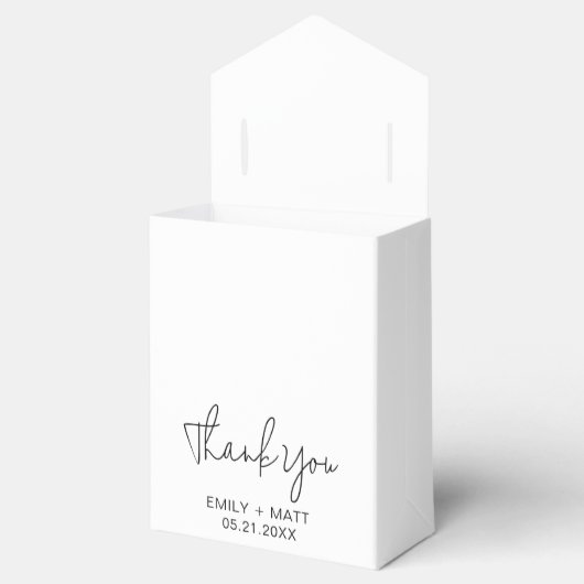 Trouwen Dank u moderne zwarte script gunstboxen Bedankdoosjes (Geopend)
