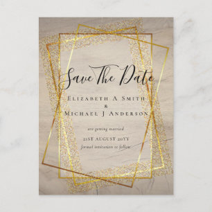 TROUWEN DATA VASTLEGGEN Gouden Glitter Geometrisc Briefkaart