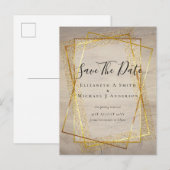 TROUWEN DATUM VASTGEZET Gouden Glitter Geometrisc Briefkaart (Voorkant / Achterkant)