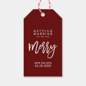 Trouwen, de kerstdatum redden cadeaulabel (Achterkant)