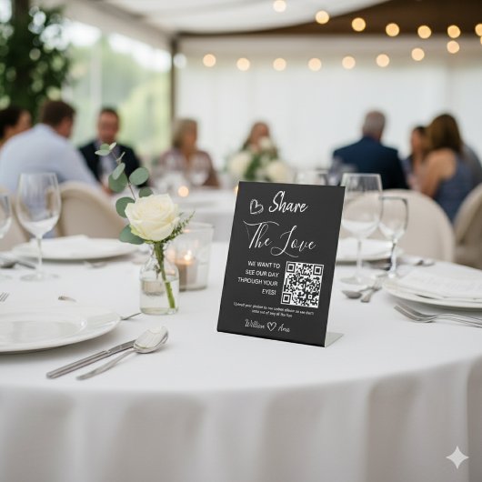 Trouwen Deel de liefde QR-code Reclamebord Met Voetstuk