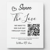 Trouwen Deel de liefde QR Code Tafelblad Plaque Fotoplaat (Voorkant)