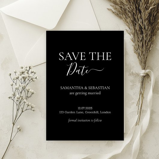 Trouwen Formeel Save the Date Zwart