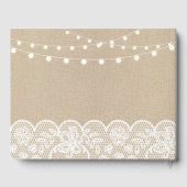 Trouwen Gastboek Burlap Lace Rustic Lights Gastenboek (Achterkant)