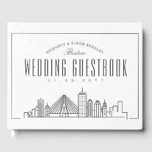 Trouwen in Boston Moderne Deco Skyline Gastenboek