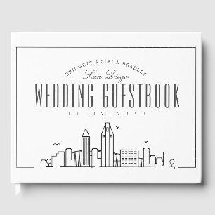 Trouwen in San Diego   Moderne Deco Skyline Gastenboek