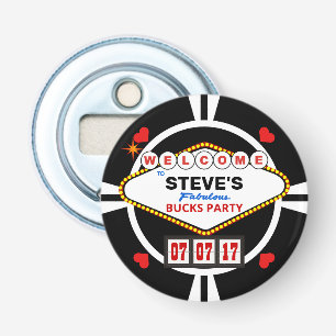 Trouwen in Vegas Casino Stag Party Poker Chip Button Flesopener