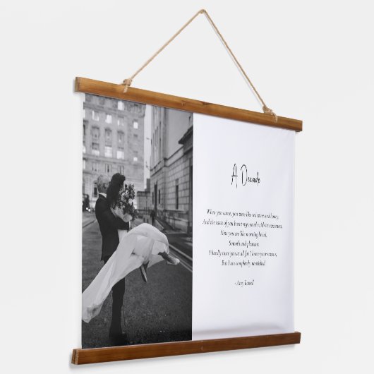 Trouwen Jubileum Custom Photo Love Poem Hangend Wandkleed (Gebogen)