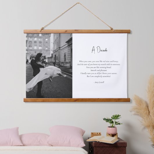 Trouwen Jubileum Custom Photo Love Poem Hangend Wandkleed (Slaapkamer)