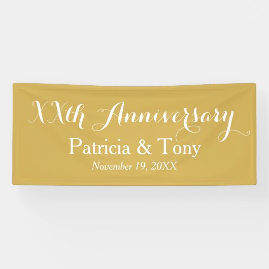 Trouwen Jubileum gepersonaliseerd goud Spandoek (Horizontaal)