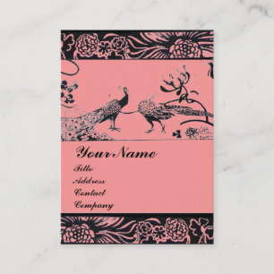 TROUWEN LIEFDE VOGELS MONOGRAM ,zwart en wit roze Visitekaartje