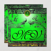 TROUWEN LIEFDEBOGELS INITIALEN zwart geel smaragd Aankondiging (Voorkant / Achterkant)