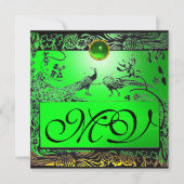 TROUWEN LIEFDEBOGELS INITIALEN zwart geel smaragd Aankondiging (Voorkant)