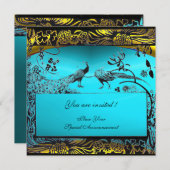 TROUWEN LIEFDESVOGELS, zwart, wit, geel aqua blauw Kaart (Voorkant / Achterkant)