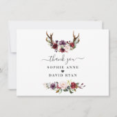 Trouwen met Beige Roze Pruimroze Bloemen Bedankkaart (Voorkant)