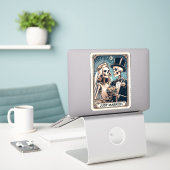 Trouwen met Tarot Kaart Sticker (Laptop op bureau)