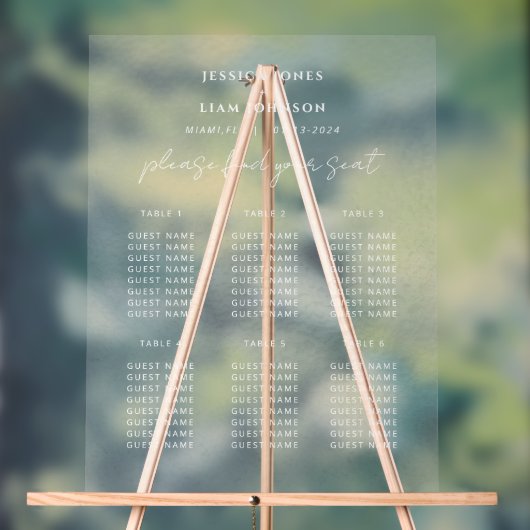 Trouwen Minimale Zitting Grafiek Frosted Acryl Tek Acryl Bord (Neutraal)