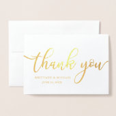 Trouwen Modern Dank u Foto Goud Folie Kaarten (Voorkant met envelop)