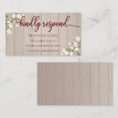 Trouwen Online RSVP Witte Bloemen Rustiek Hout Enc Informatiekaartje (Voorkant / Achterkant)