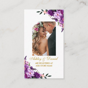 Trouwen Paarse Bloemen Foto Registry Insert Kaart