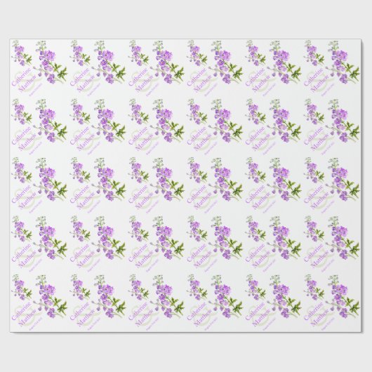 Trouwen paarse delphinium kunst custom wrap cadeaupapier (Vlak)