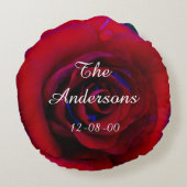 Trouwen Rode roos, bloemenbruid bruidegom op maat Rond Kussen (Achterkant)