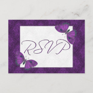 Trouwen RSVP Butterfly Brocade Paarse Kaartje