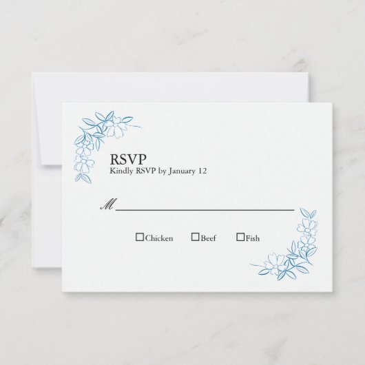 Trouwen RSVP Kaarten  Dusty Blue (Voorkant)