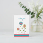 Trouwen RSVP Kaarten - Girly Modern Vector Flowers (Staand voorkant)