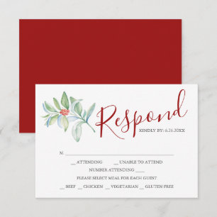 Trouwen RSVP Kaarten met Maaltijdkeuze Rood Kaartje