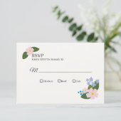 Trouwen RSVP Kaarten Roze Bloem (Staand voorkant)