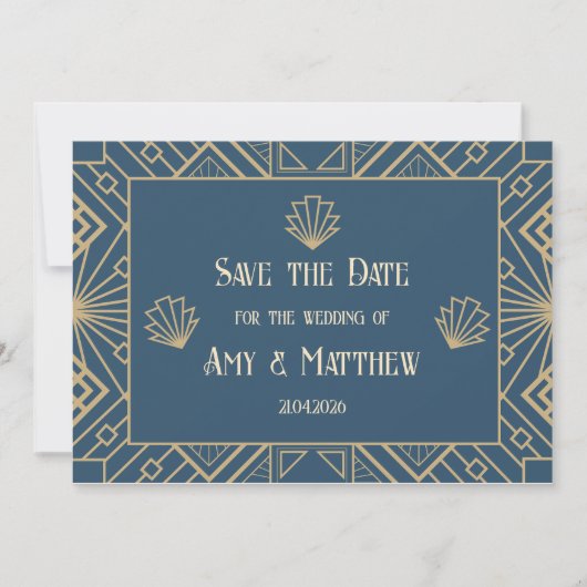 Trouwen Save the Date - Art Deco Gatsby stijl (Voorkant)