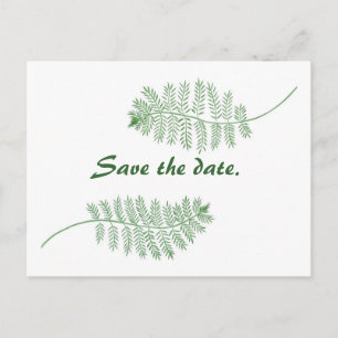 Trouwen Save the date briefkaarten, groene varens Aankondigingskaart