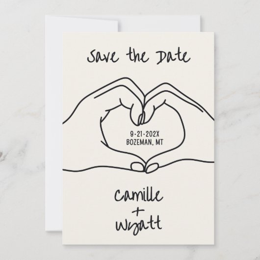 Trouwen Save the Date Hand getrokken handen Hart Kaart (Voorkant)
