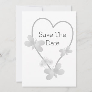 Trouwen Save The Date Zilveren Hart Vlinders Aankondiging