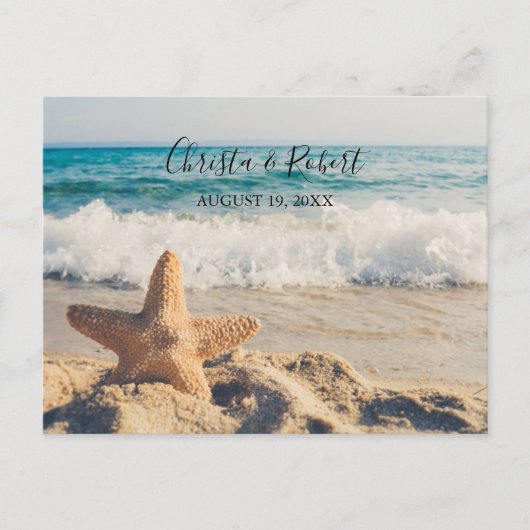 Trouwen Strand Scène met Starfish Dank u Briefkaart (Voorkant)