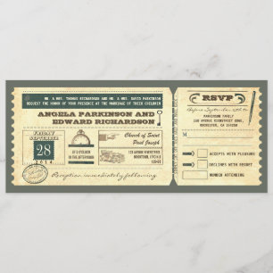 Trouwen  ticketuitnodiging met RSVP ontwerp Kaart