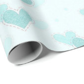 Trouwen turquoise harten rijen inpakpapier (Rol Hoek)